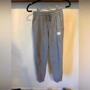 Nike Gray Kids Fleece Joggers with White Logo